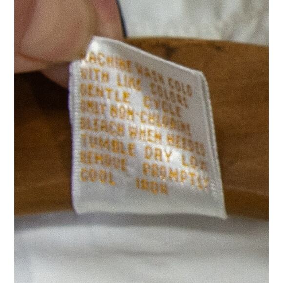 Women's Large JANTZEN Classic White Button Down Blue Flower Embroidered Collar - Picture 4 of 5